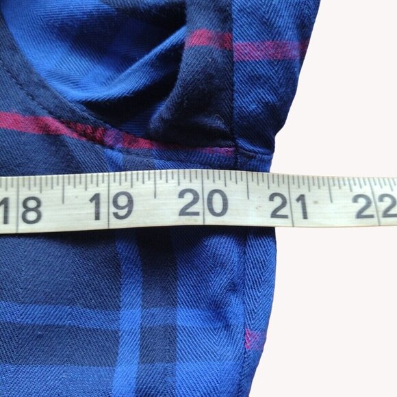 A New Approach Top Small Long Sleeve Plaid Button Up Pockets Tab Sleeve - Picture 5 of 13
